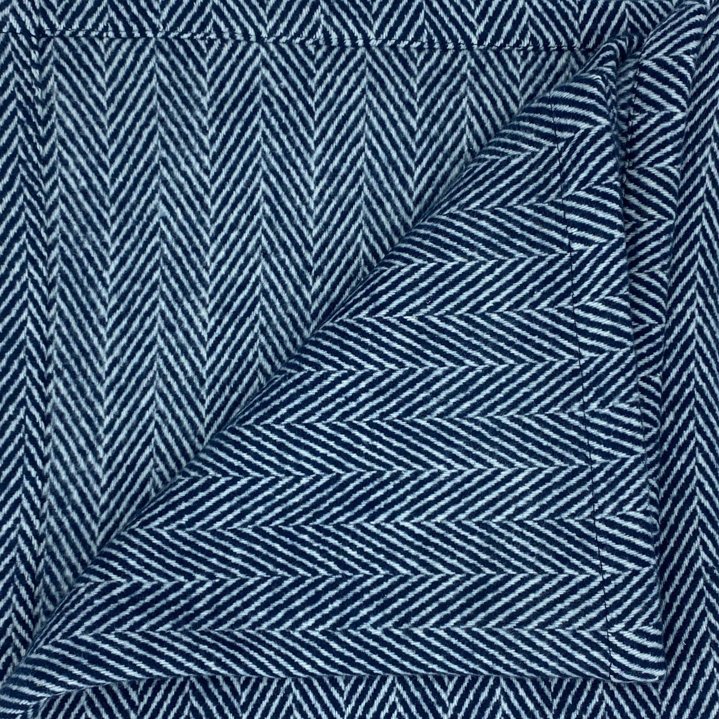 Plaids 100% coton - Chevrons bleus marines et blancs