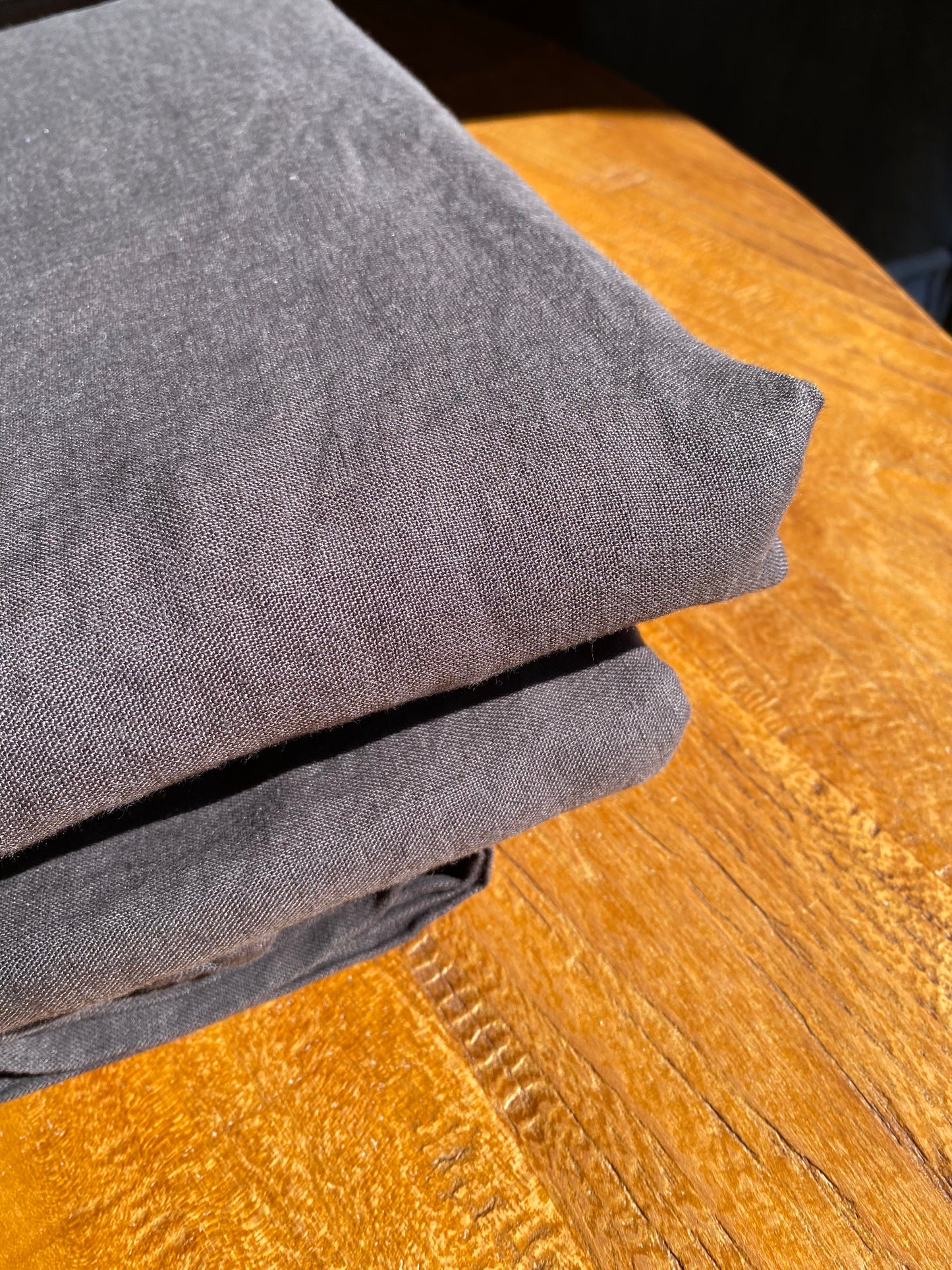 Housse de couette 240x260 - 100% lin lavé - Gris anthracite + 2 taies d’oreillers carrées