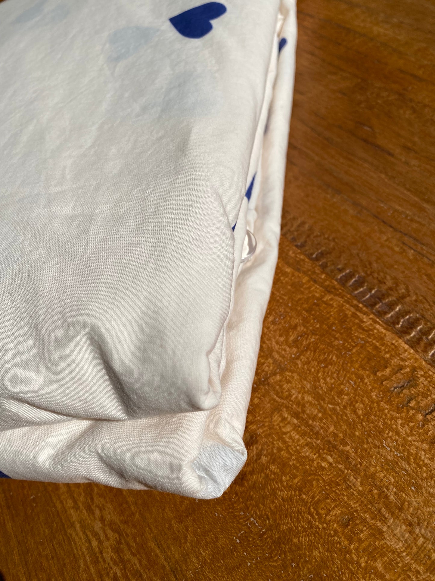 Housse de couette 220x240 - 100% coton - Cœurs bleus sur fond écru
