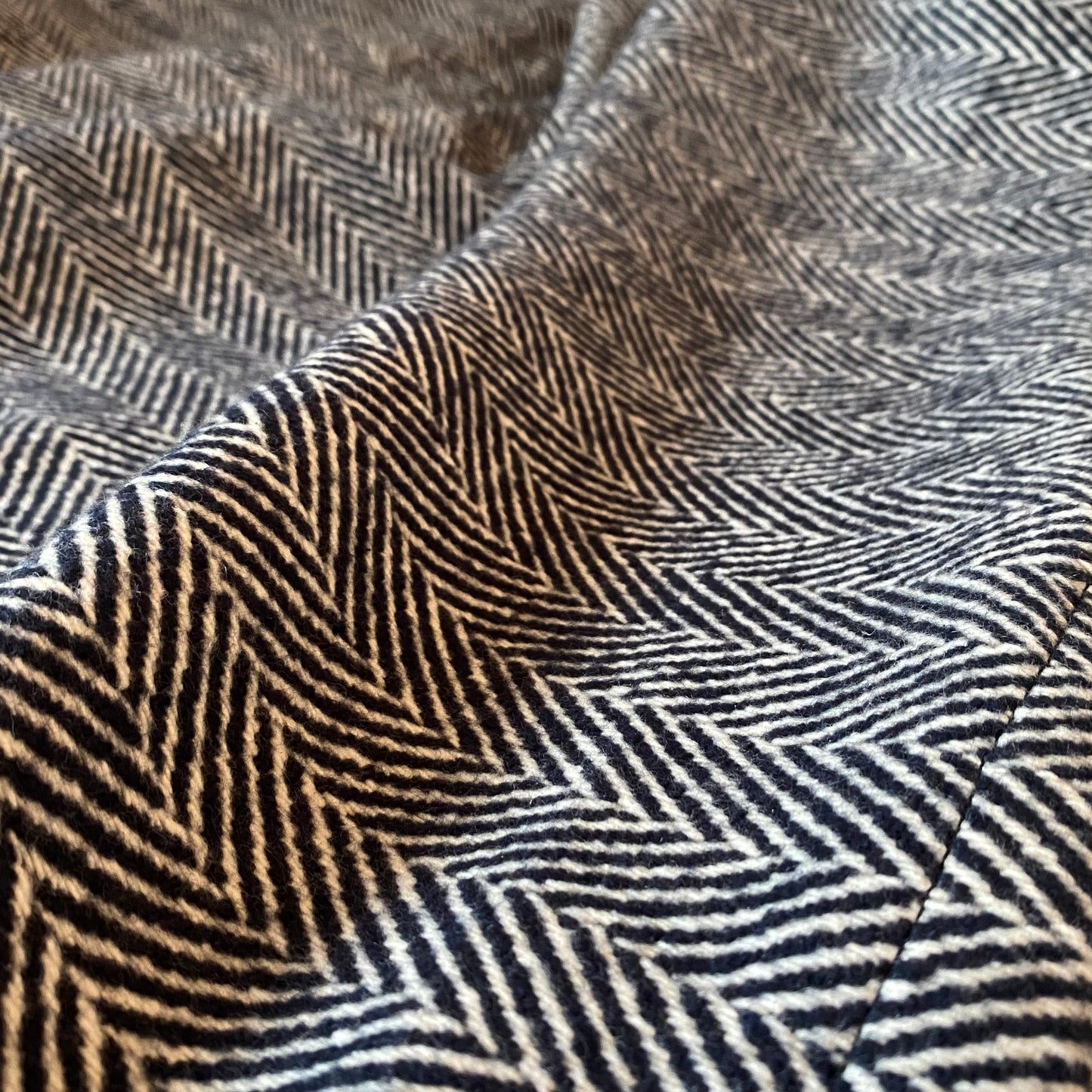 Plaids 100% coton - Chevrons bleus marines et blancs