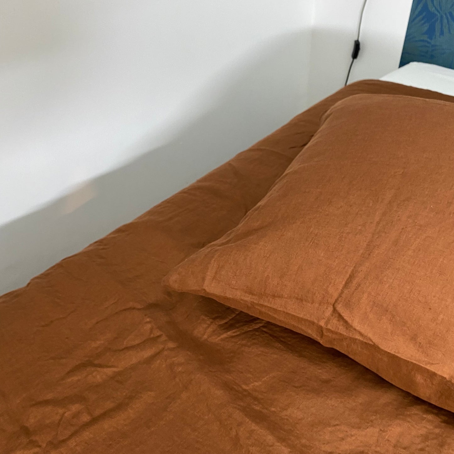 Housse de couette 240x260 + 2 Taies carrés - Terra Cota - Lin lavé