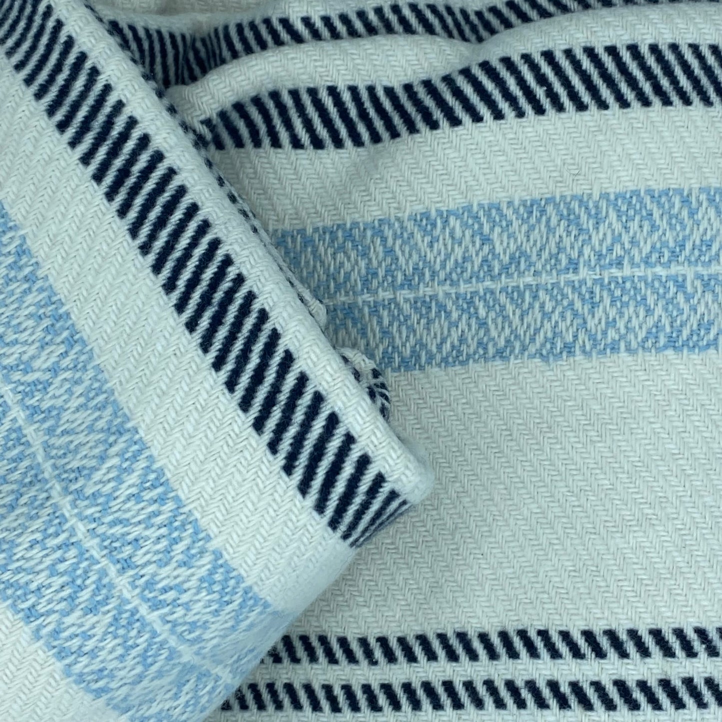 Plaids XL - Blanc rayures bleus