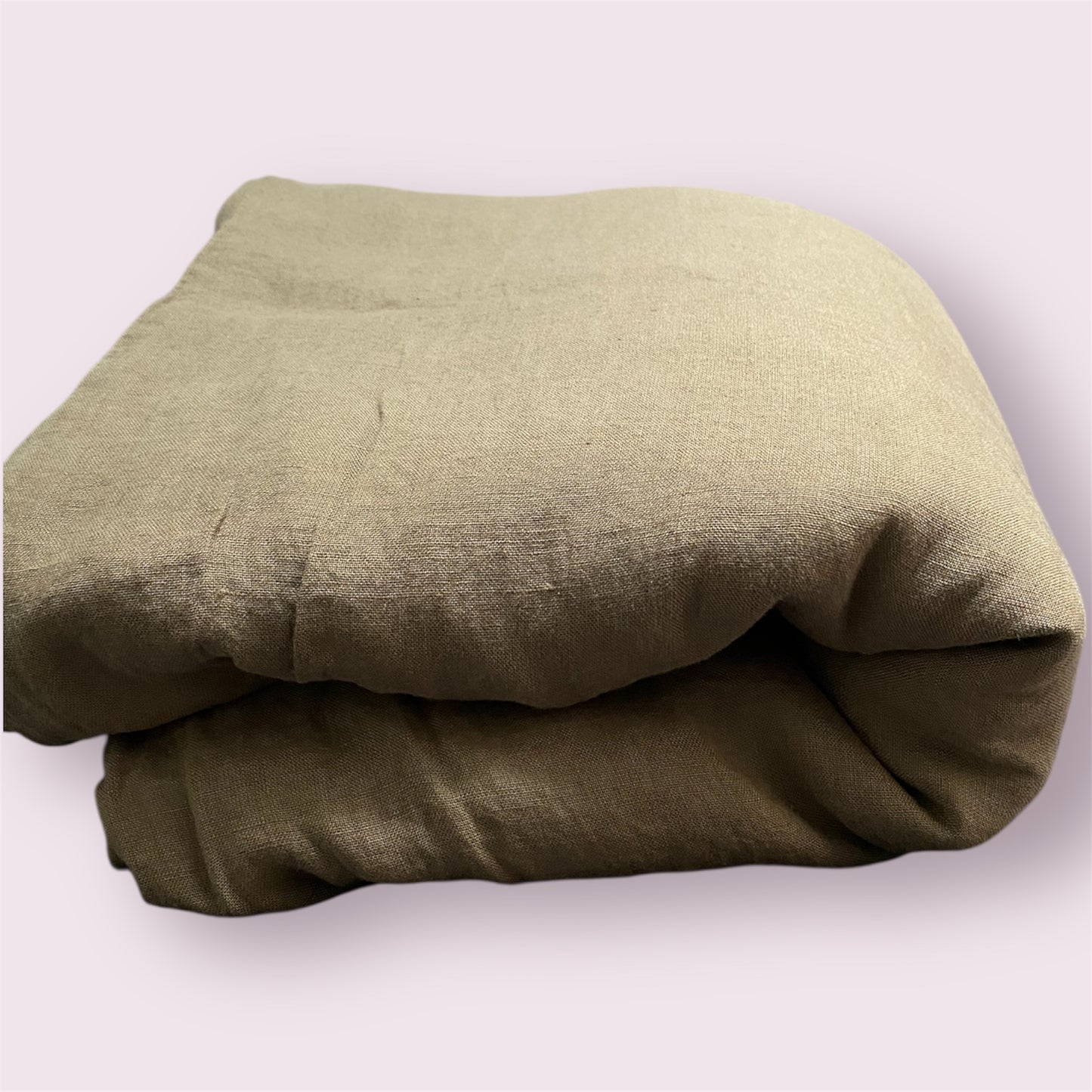 Housse de couette 220x240 + Taies carrés - Vert Kaki - Lin lavé