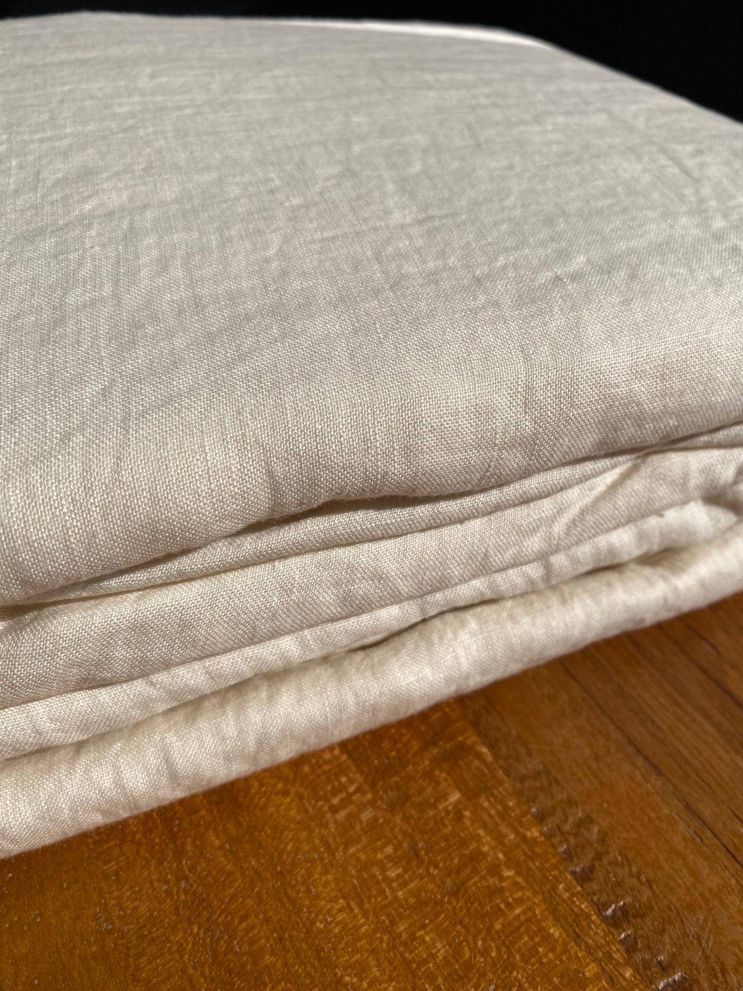Housse de couette 240x260 - 100% lin lavé - Crème + 2 taies d’oreillers carrées