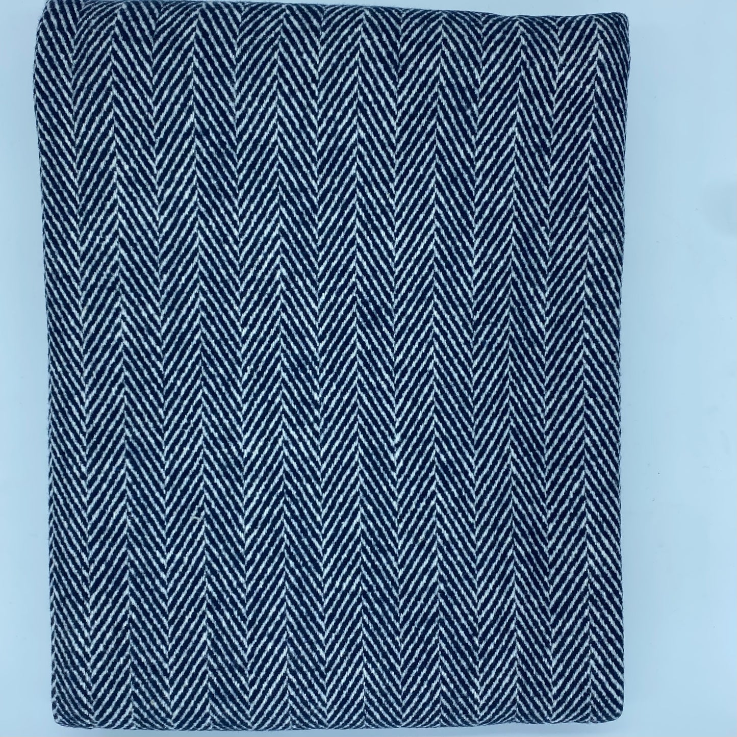 Plaids 100% coton - Chevrons bleus marines et blancs