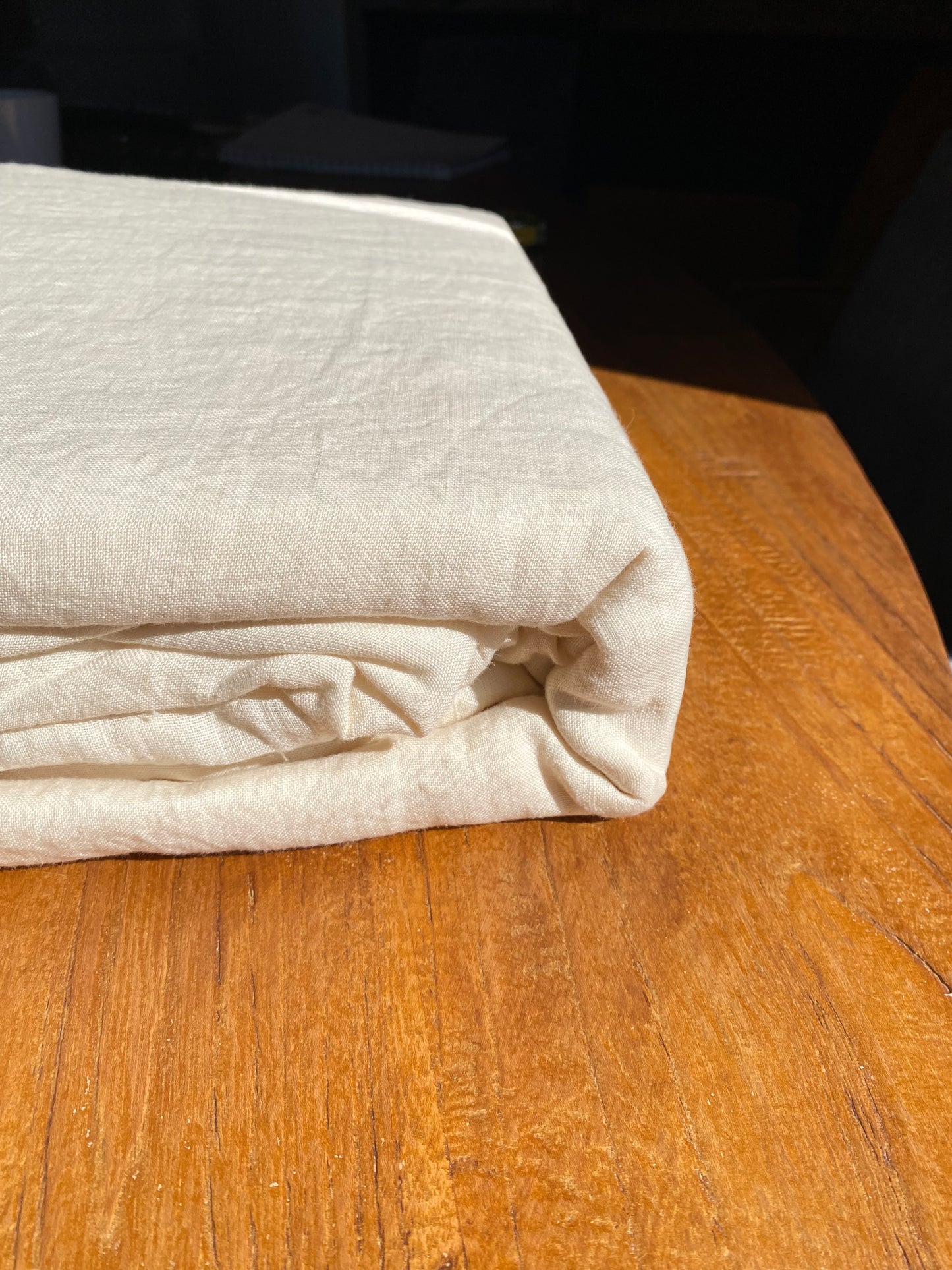 Housse de couette 240x260 - 100% lin lavé - Crème + 2 taies d’oreillers carrées