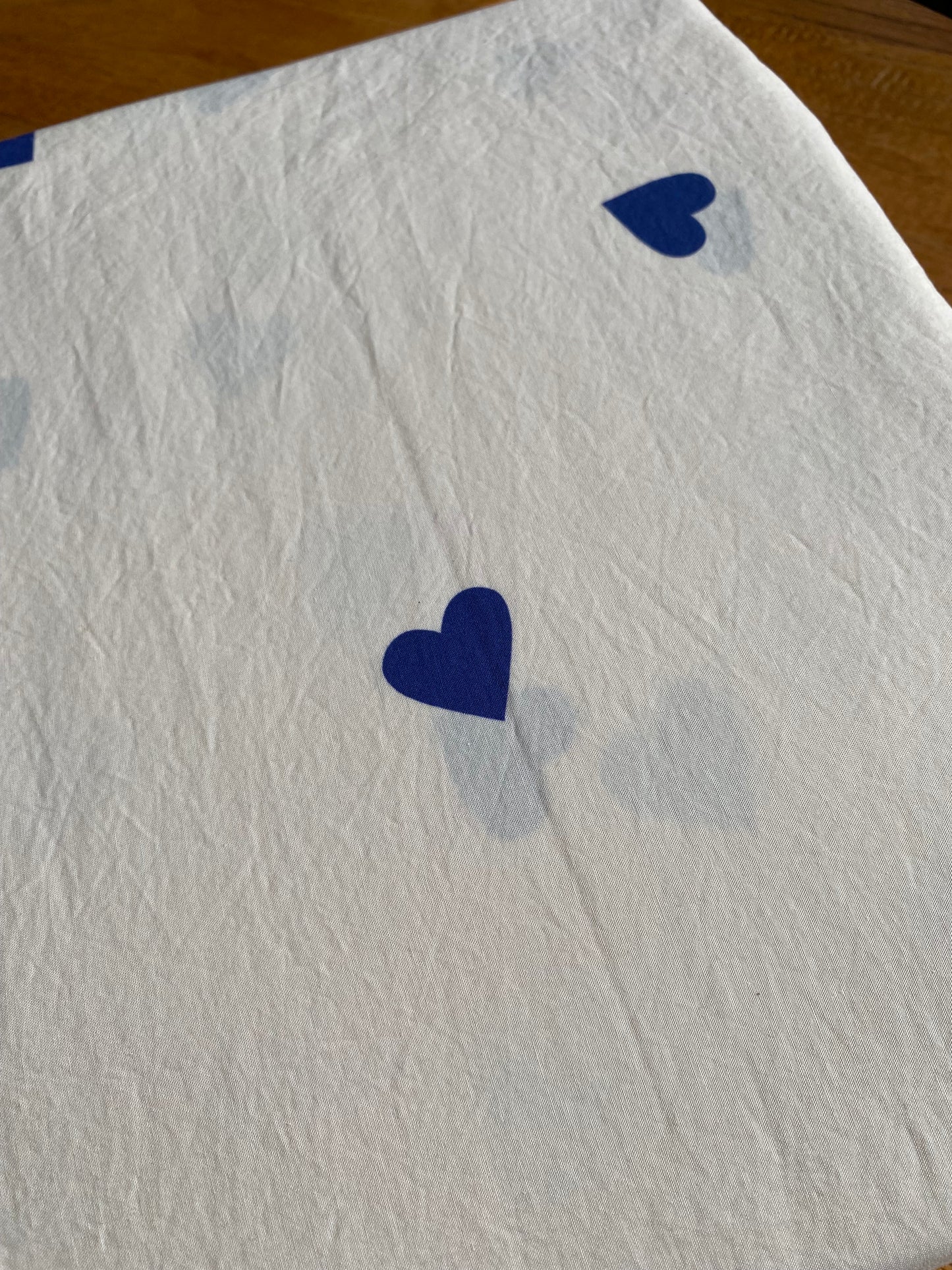 Housse de couette 220x240 - 100% coton - Cœurs bleus sur fond écru
