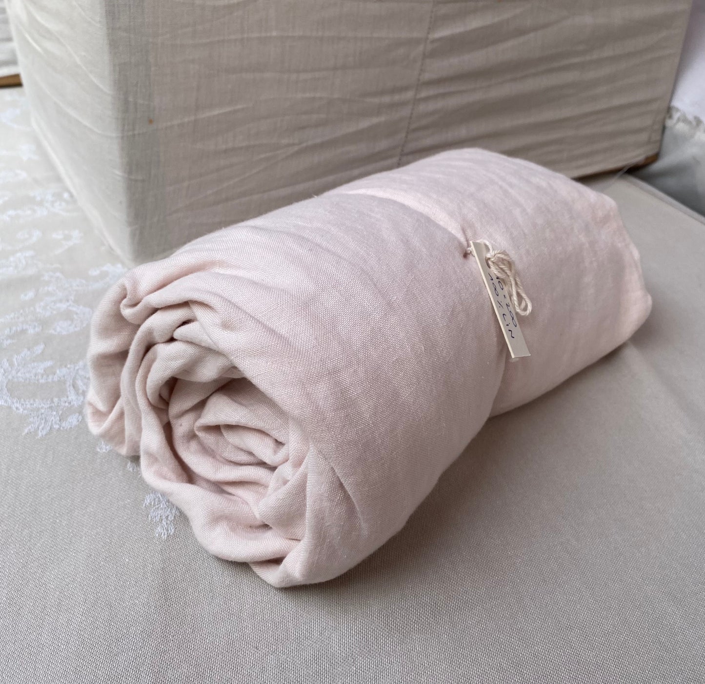 Drap housse Rose pale en Lin