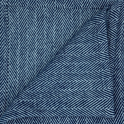Plaids 100% coton - Chevrons bleus marines et blancs