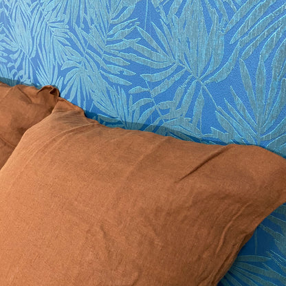 Housse de couette 240x260 + 2 Taies carrés - Terra Cota - Lin lavé