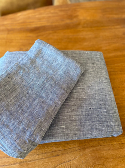 Housse de couette 100% lin lavé - 240x260 - Gris chiné + 2 taies d’oreillers carrées