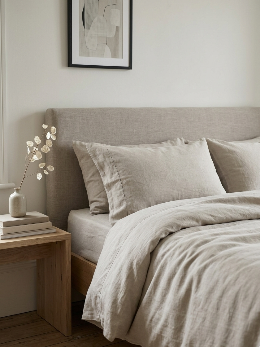 Paire de taies d’oreiller - 100% lin - 50x70cm - Couleur lin naturel avec surpiqûre anglaise