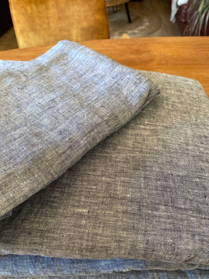 Housse de couette 100% lin lavé - 240x260 - Gris chiné + 2 taies d’oreillers carrées
