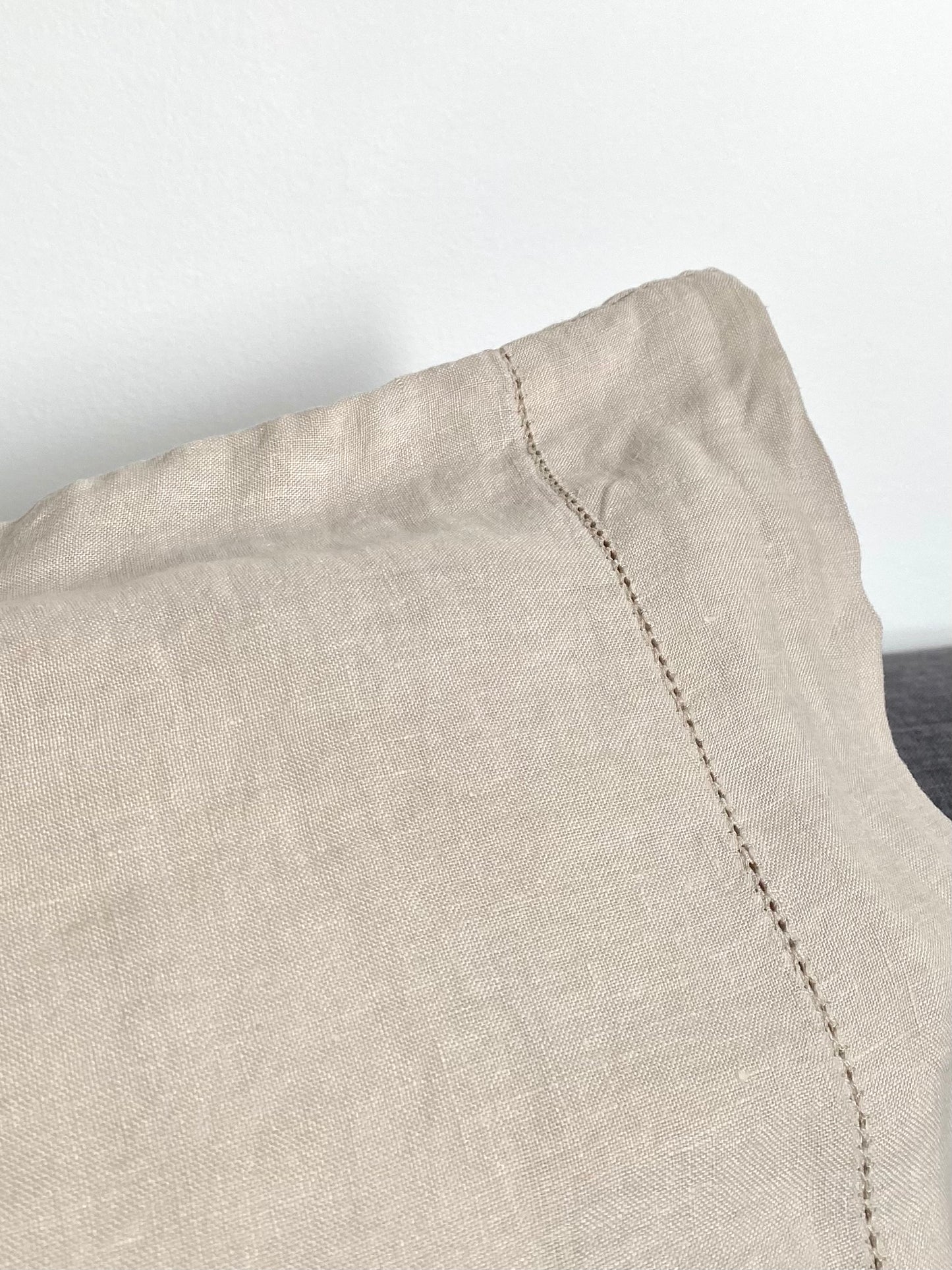Paire de taies d’oreiller - 100% lin - 50x70cm - Couleur lin naturel avec surpiqûre anglaise