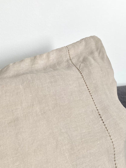 Paire de taies d’oreiller - 100% lin - 50x70cm - Couleur lin naturel avec surpiqûre anglaise