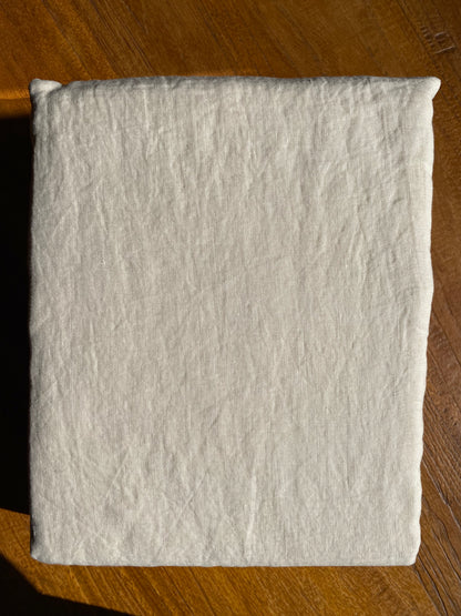 Housse de couette 240x260 - 100% lin lavé - Crème + 2 taies d’oreillers carrées