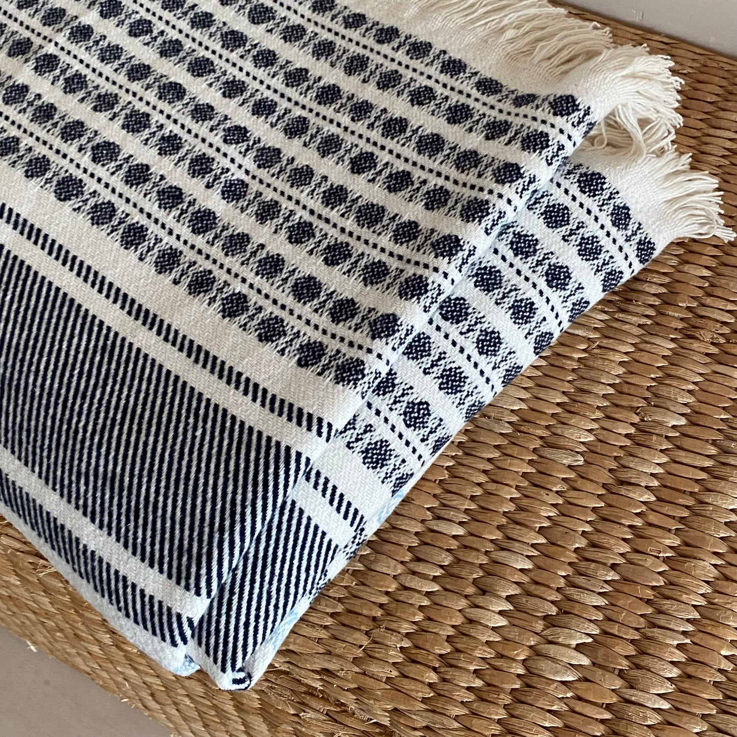 Plaids XL - Blanc rayures bleus
