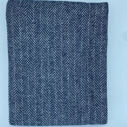 Plaids 100% coton - Chevrons bleus marines et blancs