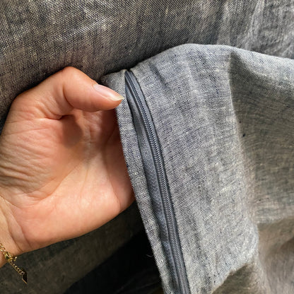 Housse de couette 220x240 + Taies carrés - Gris Chiné - Lin lavé
