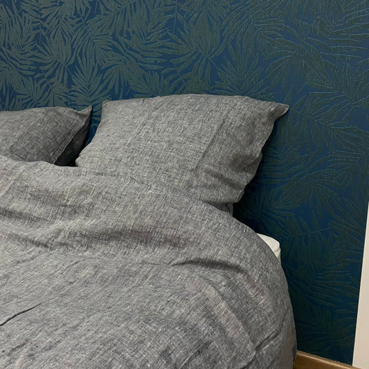 Housse de couette 240x260 + Taies carrés - Gris Chiné - Lin lavé