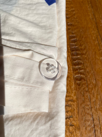 Housse de couette 220x240 - 100% coton - Cœurs bleus sur fond écru