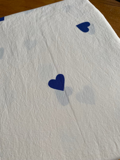Housse de couette 220x240 - 100% coton - Cœurs bleus sur fond écru