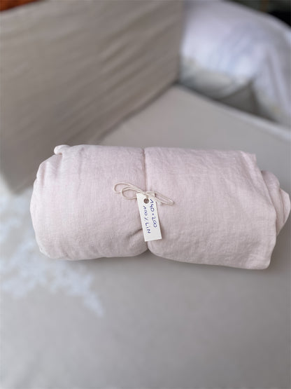 Drap housse Rose pale en Lin