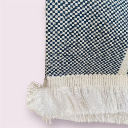 Plaids 100% coton - 150x200cm- Rayures Bleues et blanches-